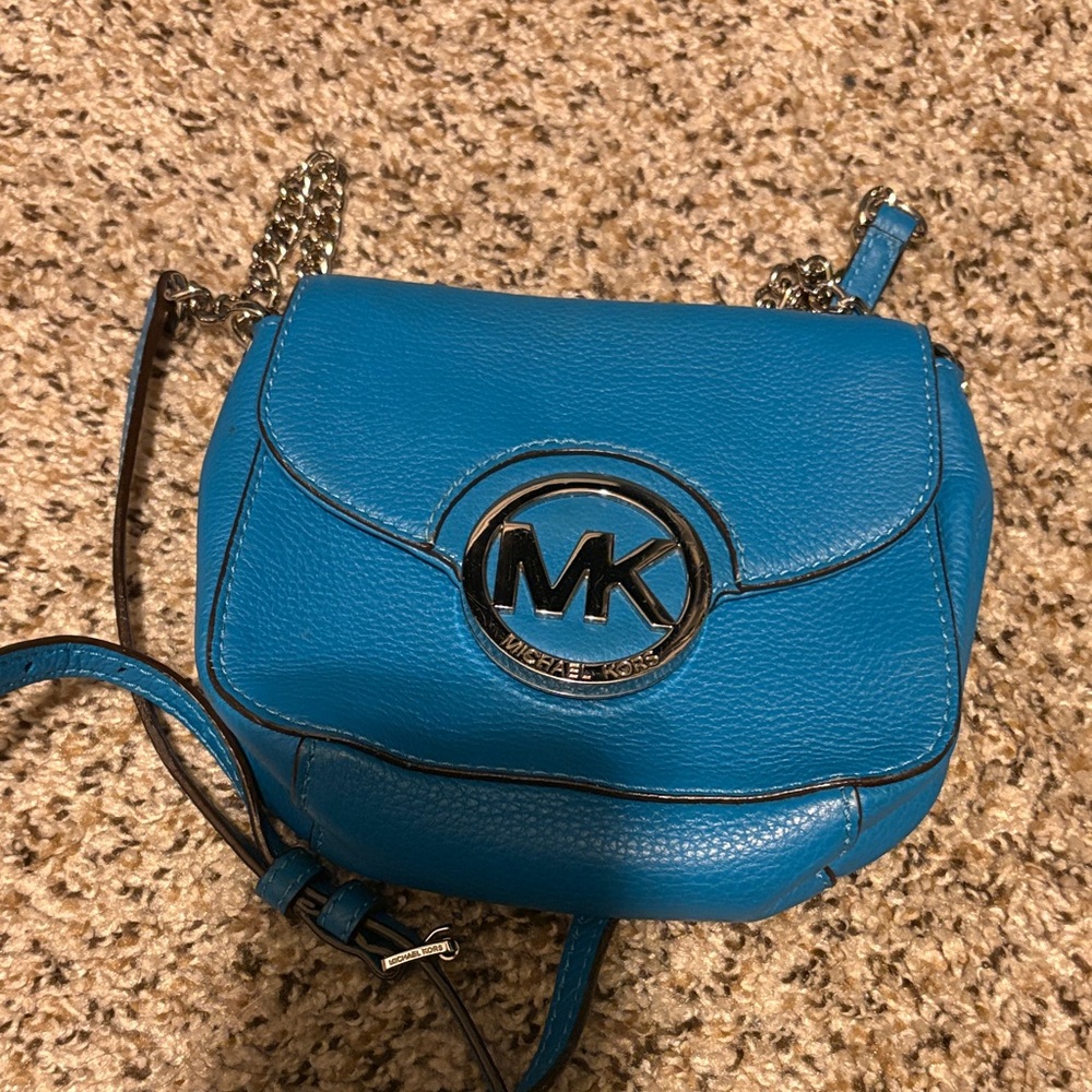 Michael Kors Teal Crossbody Bag with Chain Strap